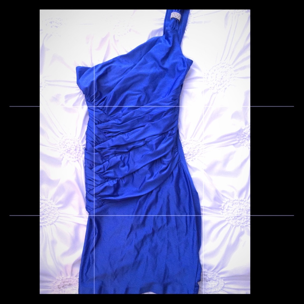 Beautiful royal blue, one strapped formal dress
